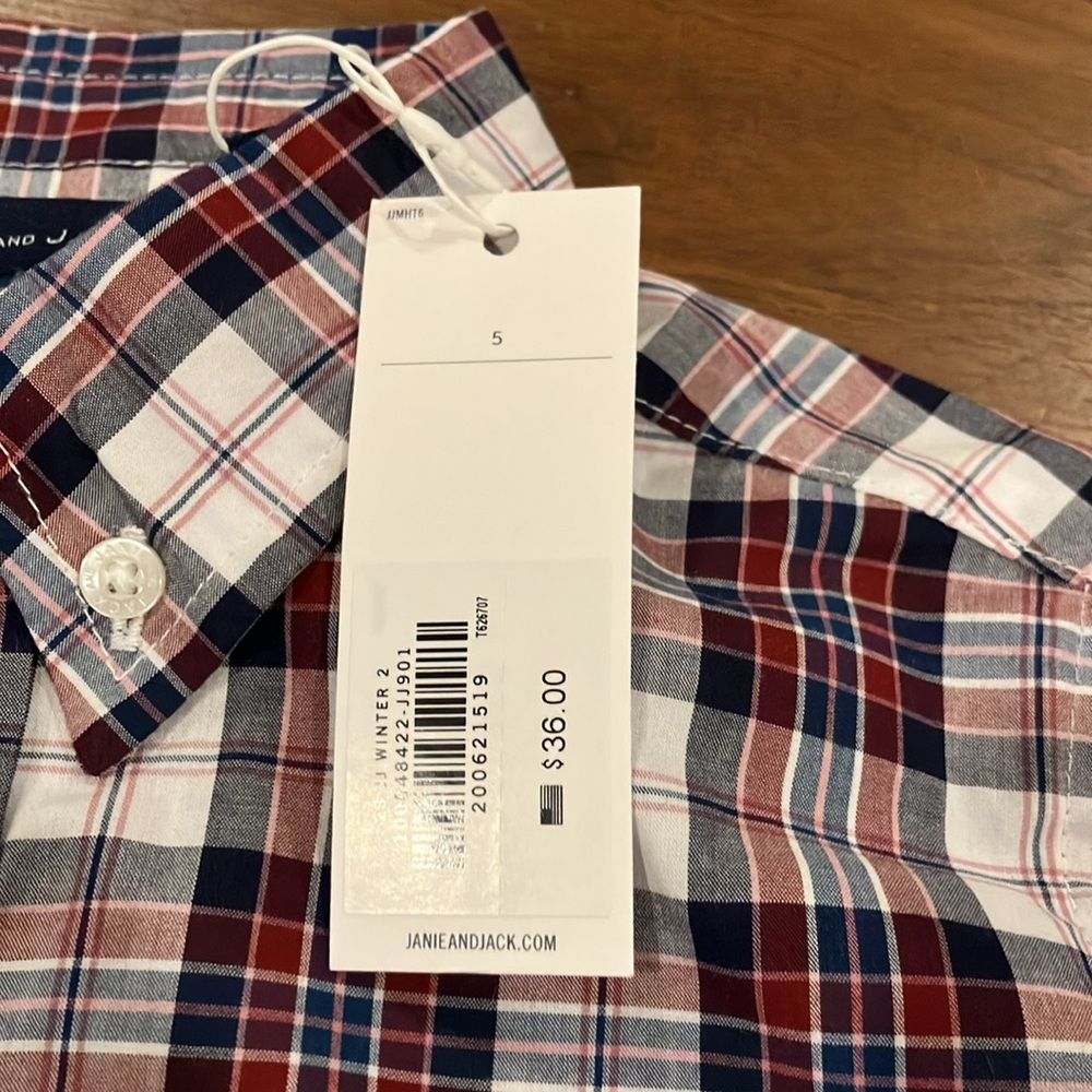 Janie and Jack TARTAN POPLIN SHIRT - Picture 9 of 9